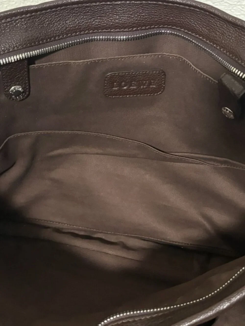 LOEWE Brown Pebbled Leather 2-Way Briefcase Business Bag w/ Strap & Dust Bag